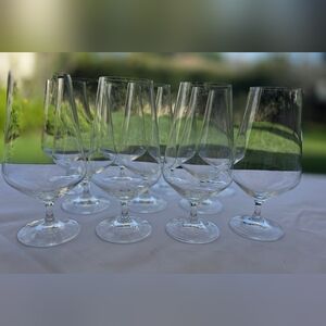 Set of 6 Clear Tulip-Style Stemmed Wine Glasses